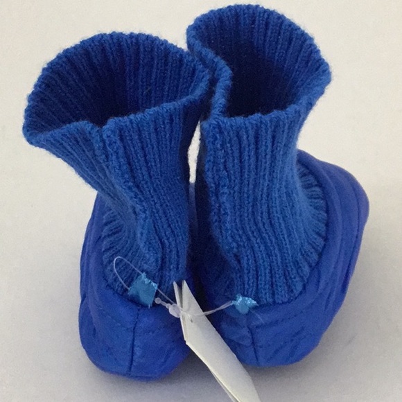 Baby Gap Blue Puffer Bootie Slipper Socks Winter Unisex. Infant Size 3-6 Months - Picture 4 of 7